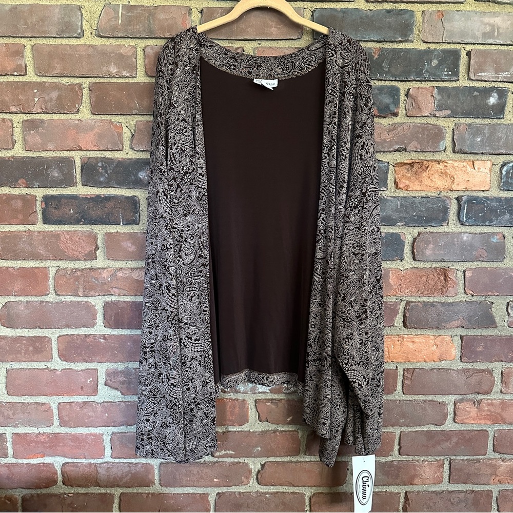 Channa | Cardigan Paisley Long Sleeve Open Front Sz 6X Jacket -27” long